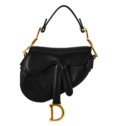Micro Saddle, &pound;1,200, Handbags, Black, Leather, Front view